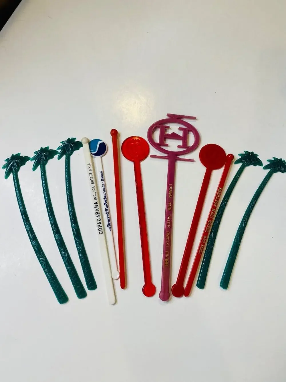 Lot of 12 Vintage Assorted Swizzle Cocktail Sticks Stirrers Sheraton Hilton NY